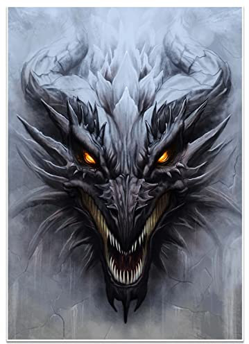 wandmotiv24 Poster als Wanddeko, Größe Din A1, Malerei, Drache, Fantasy, Moderne Wanddeko, Wandbilder, Deko, Bild M0242