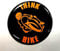 Gelz THINK BIKE 50mm Diameter Sticker - FLUORESCENT ORANGE & BLACK - GLOSS DOMED GEL