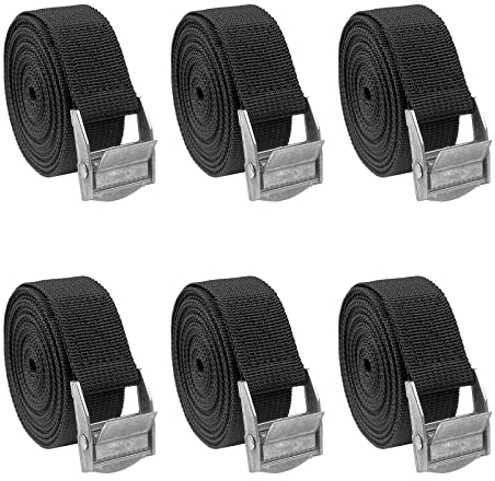 Newpop 300 cm 6 pezzi cinghie a cricchetto zinco, cinghia di fissaggio carico resistenza fino a 250 kg, cinghie di tensione regolabili per bagagli, tavole da surf, campeggio, Portapacchi, Nero