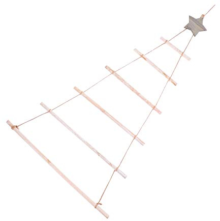 FOMIYES Weihnachtsbaum Holzleiter Rustikale Holz Hängende Weihnachtsbaum Wanddekoration Holzleiter Baum Mit Sternspitze Holzzweig Zweig Weihnachtsbaum Leiter Ornament