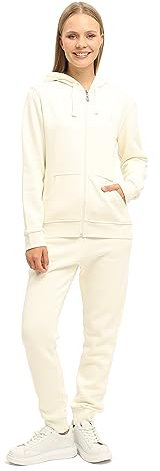 nolihoo Tuta Donna Completo Abbigliamento Da Casa Sportivo Con Cerniera Intera, Tasche E Cappuccio Per Interni Ed Esterni 2 Parti XL Ecru