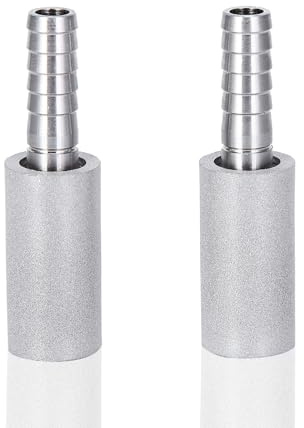 ANKROYU 2Pcs Stainless Steel Aeration Stone, 0.5 Micron Diffusion Stone with 1/4 Hose Barb, Home Bar Homebrew Beer Tool for Home Brewing Beer