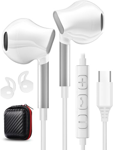 USB C Kopfhörer für Samsung Galaxy S24 S23 Ultra A55 A54 A35 A34 iPhone 15 Typ C Kopfhörer mit Kabel Headset USB C mit Mikrofon Kopfhörer USBC Anschluss für iPhone 16 Google Pixel 8 9 Pro iPad 10 Pro