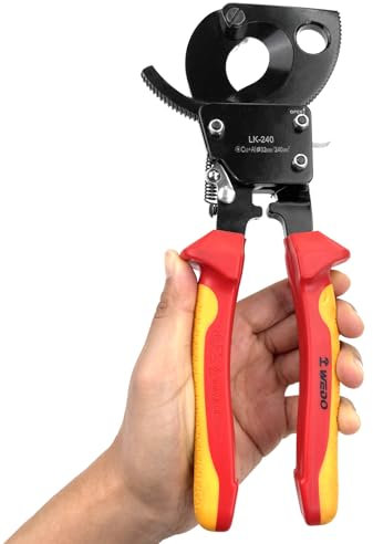 WEDO Insulated Ratchet Cable Wire Cutters, Ratcheting Cable Cutter Hand Tool, Electrical Wire Cutters for Cutting Aluminum Copper Cables up to 240mm², 1000V Insulated handle, IEC 60900