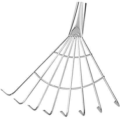 Rechen aus Edelstahl, Rechen, Rechen, Drahtrechen für totes Laub, Gartenrechen für Blätter, Rasen und Hof, leichte Laubschaufel, Gartengreifer (Farbe: A, Größe: 34,5 x 26 cm)