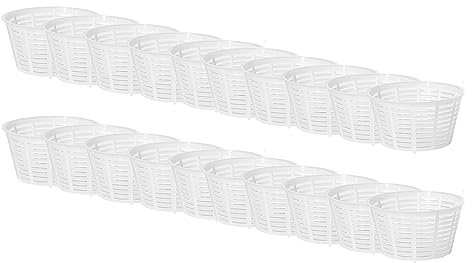AlcoFermBrew 20er Set Käseform 9x7cm – Variationen | Kunststoff-Käseform | Korb für Käse – Weiß – Rechteckiger Prism