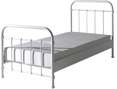 möbelando Metallbett >New York< in Weiß aus Metall - 210x111x98cm (BxHxT)