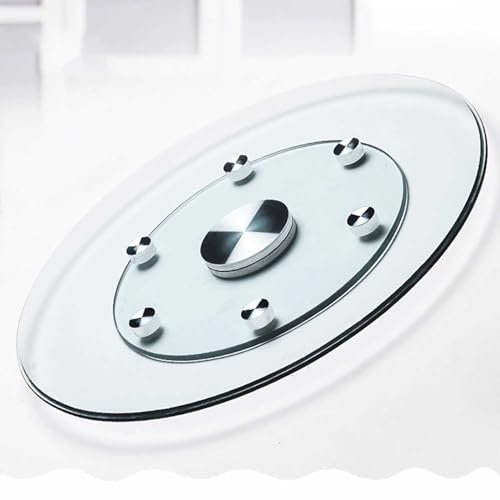 PADG Esstisch, Drehteller aus gehärtetem Glas, Restaurant, großer runder Tisch, Basis aus Aluminiumlegierung, drehbare Tischplatte for zu Hause (CH : 90cm)