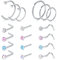 AVYRING 20G Chirurgenstahl Nasenstecker Silber mit Heart Bunten Diamant Zirkonia, Nasenstecker Ringe Hoop Nasenpiercing Set für Frauen Männer, Packung mit 18 Stücken