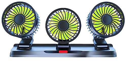 Kongou Ventilatore per Auto USB - Ventola di Raffreddamento per Auto Ventola Automatica silenziosa - Ventola per Veicoli con Rotazione a 360 Gradi Ventola a Forte Regolabile a 3 velocità per