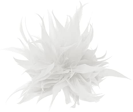 BYUTFA Feder-Brosche, modische Schal-Schnalle, Clip, Weihnachten, Anstecknadel, Brosche, Schmuck, Feder-Blumen-Abzeichen, Unisex, Weiß