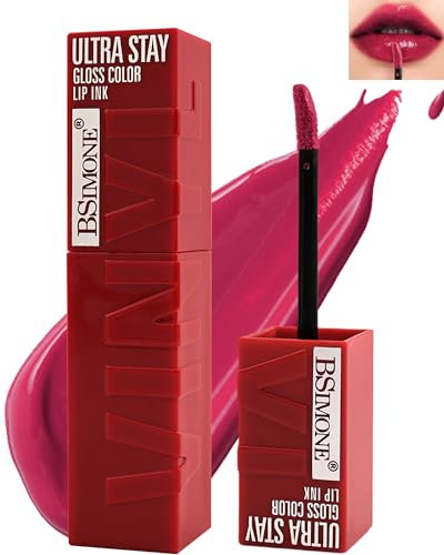 Flüssiger Lippenstift Glänzend, Non-Transfer Liquid Lipstick Langanhaltender Wasserfester Nicht Klebender, SuperStay Glossy Natürlich Finish Vinyl Ink Lippen Make Up mit 16 Stunden Halt für Frauen-04