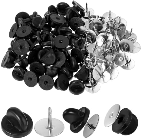 50 Sätze Butterfly Pin Back Anstecker Pin Backings Verschluss Gummi Tie Tack Pin Backing mit Sicherheitsnadel Schmetterling Clutch Für Anstecknadeln Hüte Abzeichen Uniform DIY Schmuckherstellung