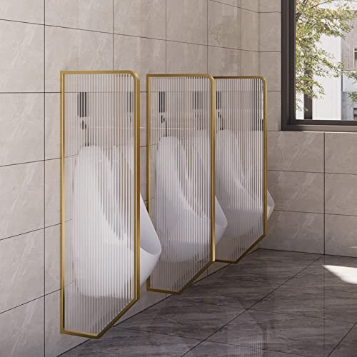 GLJTUO Urinal-Trennwand, Raumteiler, Sichtschutz, Wandmontierte Urinal-Schutzwand, Trennwand, Edelstahlrahmen Und Durchscheinende Glasplatte, Trennwand Für Badezimmer/Hotel/Pu (B Gold)