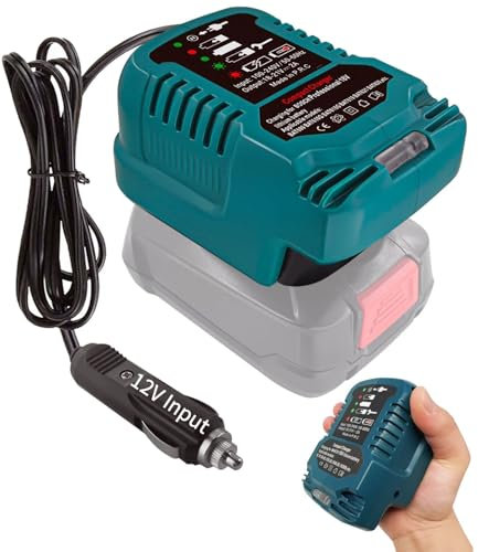 MAKBOS Mini Car Charger for Bosch 18V PBA Battery, 12V Cigarette Lighter Plug, Portable, LED Indicator, 18V Output