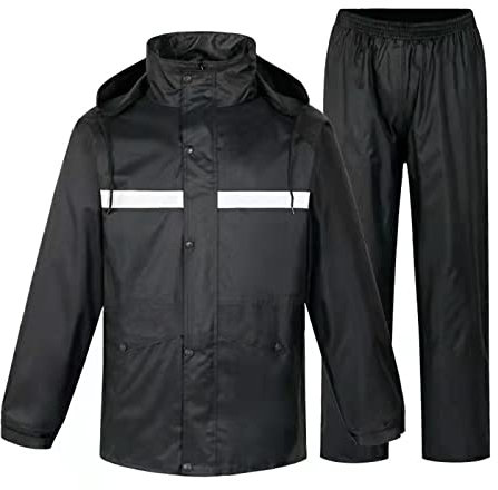 Bauzuoyo Wasserdichte Regenjacke und Hose für Herren Regenanzug-Set Angelbekleidung Regenmäntel mit Kapuze Regenkleidung Arbeitskleidung mit Innennetz Wasserabweisende Regenkleidung