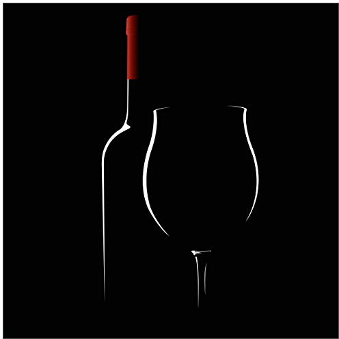 Wallario Glasbild Rotwein bei Nacht - 55 x 55 cm Wandbilder Glas in Premium-Qualität: Brillante Farben, freischwebende Optik