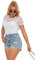 ohmydear Women's Bodysuits Plus Size Lace Patchwork Short Sleeve Leotard Tops Ladies Crew Neck Going Out Thong Body Suits White 2XL