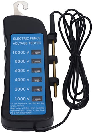 Electric Fence Tester, Voltage Tester Fault Finder Farming Equipment Hot Wire Tester 10000V Portable Testing Tool with 6pcs Light for Farm Home Gardens Livestock