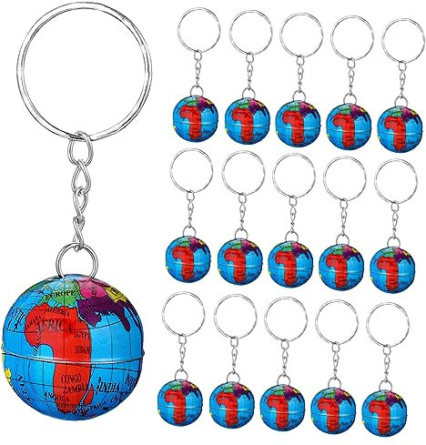 Accessoires de Breloques for Sac à Main, Porte-clés for Femmes, 16 pièces Porte-clés Porte-clés Globe terrestre Porte-clés Suspendu Porte-clés Terre Porte-clés Pendentif Porte-clés