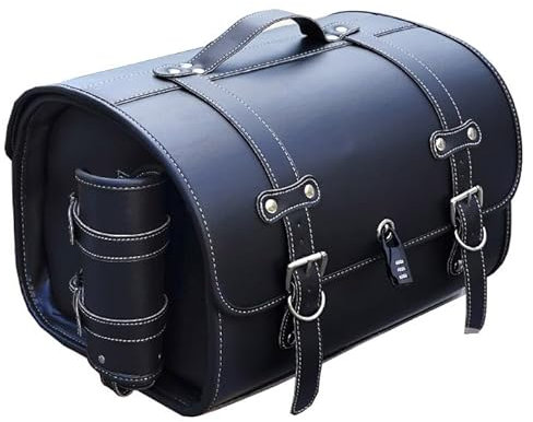Motorrad Hecktasche für Aprilia Dorsoduro 900 2017-2022, wasserdichte Leder Motorrad Satteltasche, Multifunktionale Ausrüstungstasche für Lange Fahrten,A Black