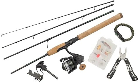 Abu Garcia Diplomat Wilderness Survival Kit Combo, Komplettes Angel und Überlebensset für Outdoor-Abenteuer mit Paracord für Notfall, Multitool, Armband, Camping, Wandern, Bushcraft