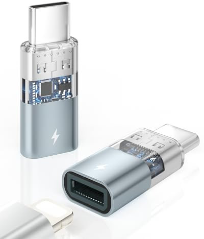 BRV Explorer Adaptateur Lightning vers USB C (2 Pièces), Adaptateur Lightning Femelle vers USB C Mâle pour iPhone 15/16 Pro/16 Pro Max/16 Plus, iPad Pro/Air, Galaxy S24, Pas pour Audio/OTG/Écouteurs