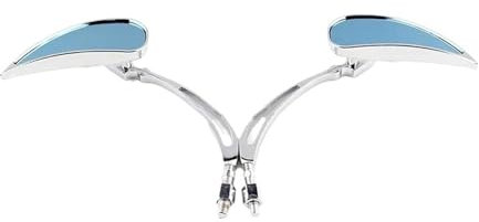 Motorrad Rückspiegel Für Motorrad Für Cruiser Für Chopper Für Dyna Für Electra Für Glide Chrom Rückspiegel Rückansicht Spiegel Blau Lenkerendenspiegel
