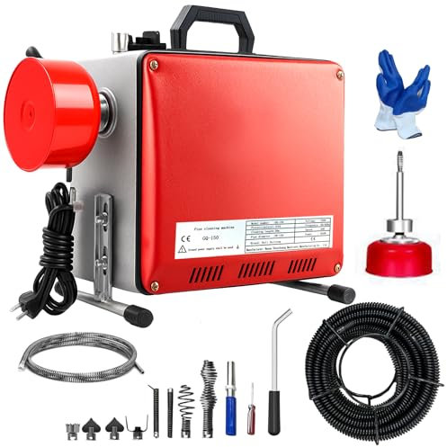 850W Elektrische Rohrreinigungsmaschine Rohrreinigungsspirale für Ø20-100mm Rohrleitungen, Rohrreinigungsgerät mit Ø16mm 20M + Ø10mm 5M Spiralen, 400U/M Reinigungswerkzeug Drain Clean