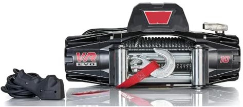 TIEOAXFT VR EVO 10 Electric 12V DC Winch with Steel Cable Wire Rope:3/8 Diameter x 90' Length, 5 Ton (10,000 lb) Pulling Capacity