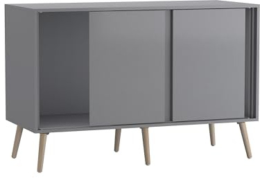 URBNLIVING 3-Door Sliding Sideboard Cabinet with Wooden Legs, Modern Cupboard, Credenza for Living Room, Dining Room or Office, Storage Organizer with Stylish Sliding Doors, Mix & Match Colour Combos