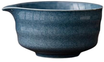 Amagogo Ceramic Bowl for Matcha Ceremony with Pouring Spout for Home Decor, Dark Blue