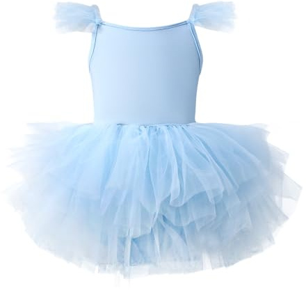pvucpot Abbigliamento da Balletto per Bambini, Abito da Balletto per Ragazze, Body da Balletti a Maniche Corte, tutù, Abito da Ballo, Abiti da Ballerina con Gonna tutù, 3-10 Anni