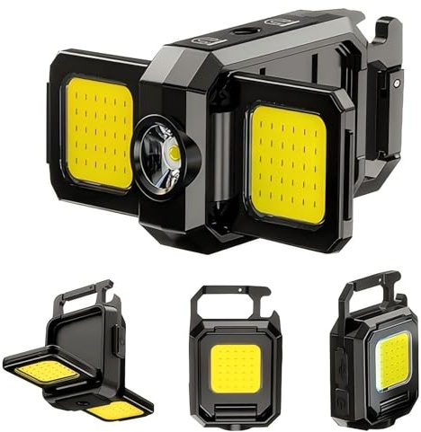 Mini Inspektionsleuchte,1200 Lumen Wiederaufladbare Arbeitsleuchte,LED Werkstattlampe mit Doppelter Lichtquelle und Magnet,Tragbare COB Taschenlampe mit 6 Modi für Autoreparatur,Camping,Notfall