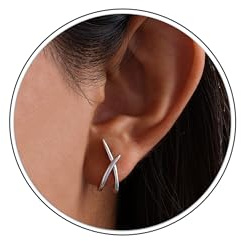 HUABOLA CALYN Ohrstecker Silber 925 für Damen, Minimalistische „X“ form Silber Ohrring, Leichte Hypoallergen Zirkonia Kleine Ohrstecker Schmuck Geschenke