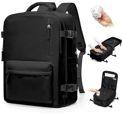 BJLFS Vakuum Rucksack Handgepäck Airbag mit Pumpe Ryanair Wizzair 40x30x20 | Handgepäck 40x30x20 Ryanair Wizzair Vakuum Reiserucksack Damen Groß Carry On Backpack Laptop Rucksack 16 Zoll Herren