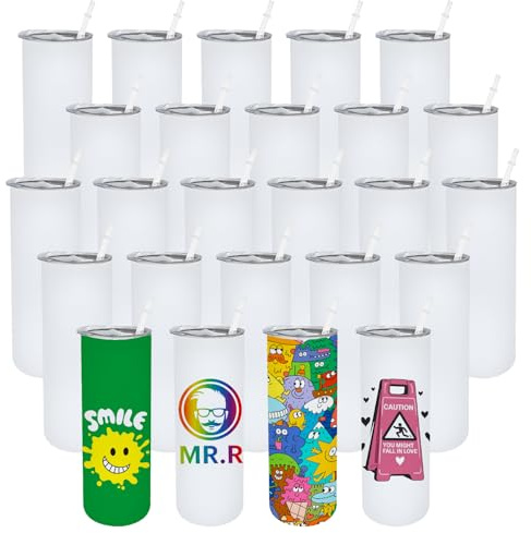 MR.R Sublimazione Blanks Tumbler in acciaio inox, 25PCS 20oz doppia parete per pressa di calore
