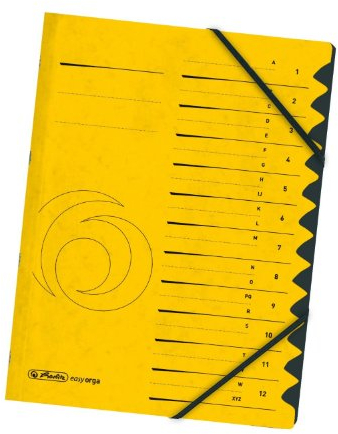 Herlitz 10843340 Ordnungsmappe Quality 1-12, A4, gelb, 12 Fächer mit Gummizug, 1 Stück