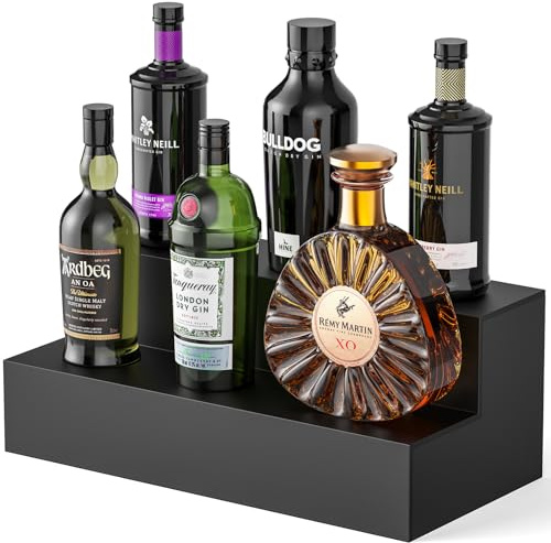 B4Life Alkohol-Flasche Display, Echtholz Badregale für Likörflaschen, Likörregal für die Hausbar,Badregal für Likör, Likörregale, Flaschendisplay (Schwarz)