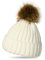 Caspar MU054 Damen Winter Strickmütze mit großem Fellbommel, Farbe:Weiss