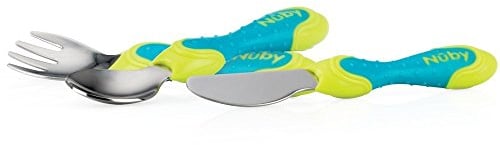 Nûby Set de Couverts de Fourchette/Cuillère/Couteau en Inoxydable 12+ Mois