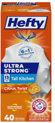 Hefty Ultra Strong Tall Kitchen Trash Bags - Citrus Twist, 13 Gallon, 40 Count