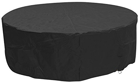 Woodside Black 6-8 Seater Round Waterproof Outdoor Garden Patio Furniture Set Cover Heavy Duty 600D Material 0.8m x 2.52m / 2.6ft x 8.3ft 5 YEAR GUARANTEE