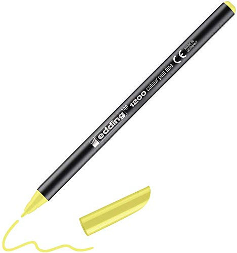 edding 1200 Fasermaler fein - neon-gelb - 1 Stift - Rundspitze 1 mm - Filzstift zum Zeichnen und Schreiben - für Schule, Mandala
