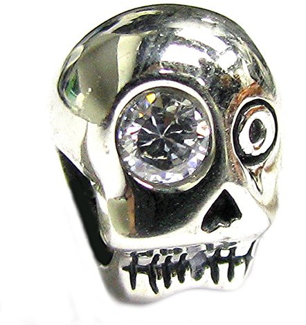 Queenberry Breloque en forme de tête de mort en argent sterling avec oxyde de zirconium de style européen