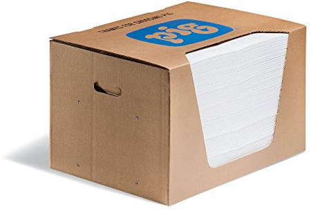 PIG Oil Absorbing Mat Pad in Dispenser Box Absorbs Oil and Fuel Repels Water 14-Ounce Absorbency 15 x 20 Box of 200 MAT485
