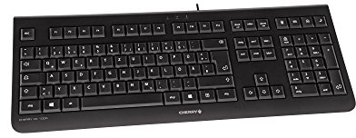 CHERRY KC 1000, Kabelgebundene Tastatur, Schweizer Layout (QWERTZ), Plug & Play über USB-Anschluss, Flaches Design, Flüsterleiser Tastenanschlag, Schwarz