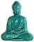 Urban Trends Keramik Meditierender Buddha Figur mit abgerundeten Ushnisha in Dhyana Mudra-Glanz-Finish, türkis