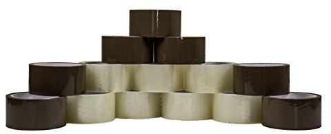 14 Rollen Farbmix Paketband Klebeband Packband 50 mm x 66 m (14 Rollen, Farbmix: 7 braun 7 transparent)