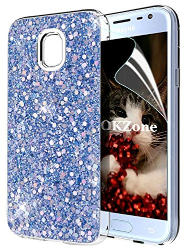 OKZone Galaxy J3 2017 Hülle, Luxus Glitzer Bling Design Weich TPU Bumper Case Silikon Schutzhülle Handy Tasche Rückseite Hülle Etui Cover TPU Bumper Schale für Samsung Galaxy J3 2017 (Blau)